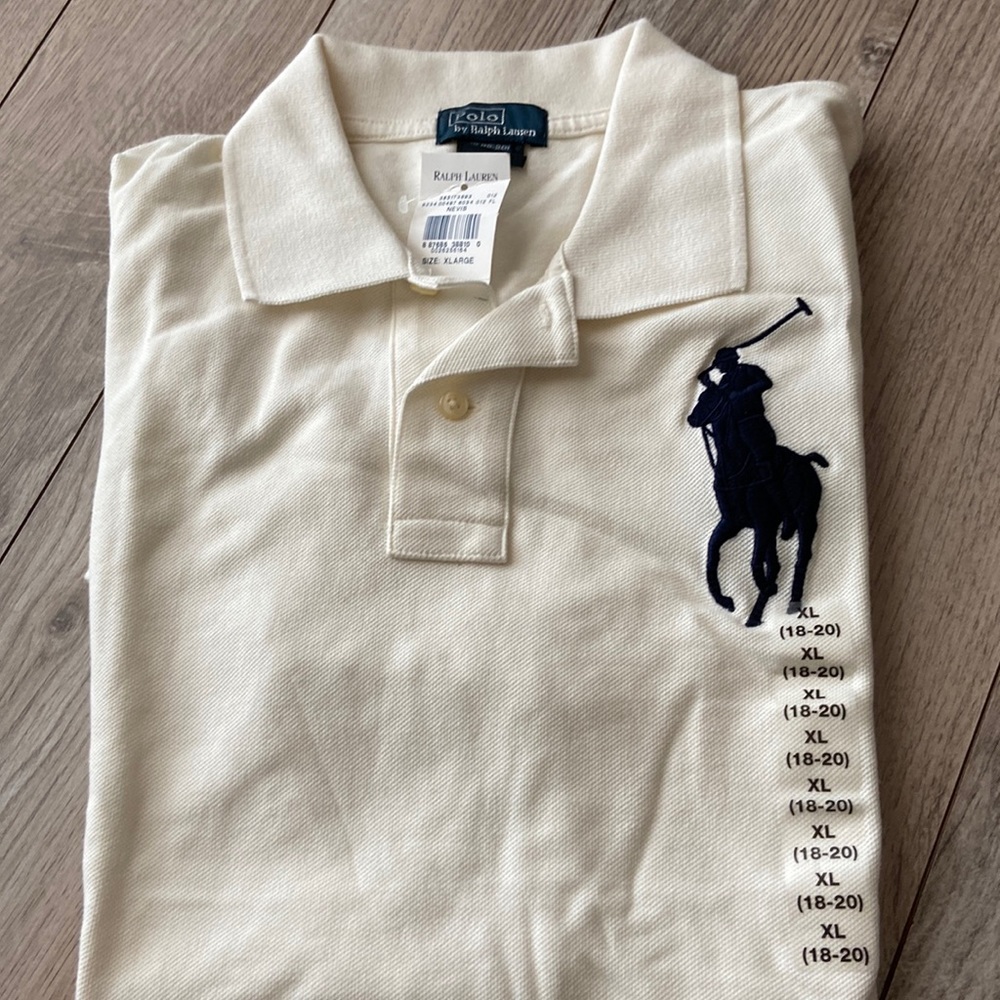 Polo Ralph Lauren Boys Polo Shirt size XL 18-20 off white NWT
